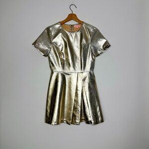 Re:Named | Gold Metallic Faux Leather Sheath Dress - S